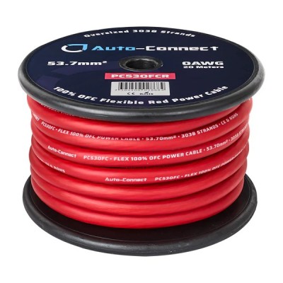 PC53CCAR Pure 30% OFC 70% Alu 53.7mm², 20m Power Wire Auto Connect, red Sold by the meter