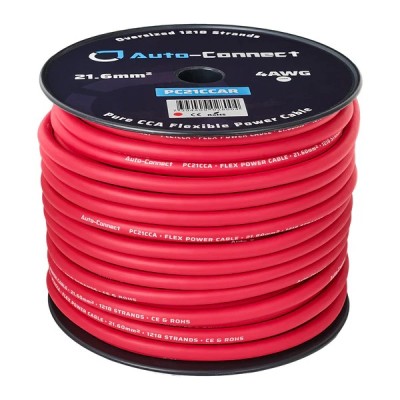 PC21CCAR Pure 30% OFC 70% Alu 21.6mm² Power Wire Auto Connect, red