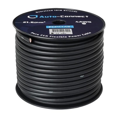 PC21CCAB Pure 30% OFC 70% Alu 21.6mm² Power Wire Auto Connect, black