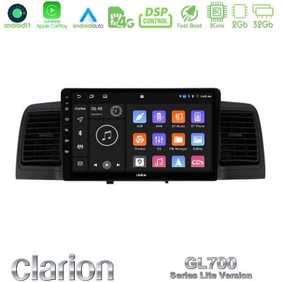 Clarion GL700 Lite Series 8Core Android11 2+32GB Toyota Corolla 2002-2006 Navigation Multimedia Tablet 9" Με Carplay & Android A Clarion GL700 Lite Series 8Core Android11 2+32GB Toyota Corolla 2002-2006 Navigation Multimedia Tablet 9" Με Carplay & Android A