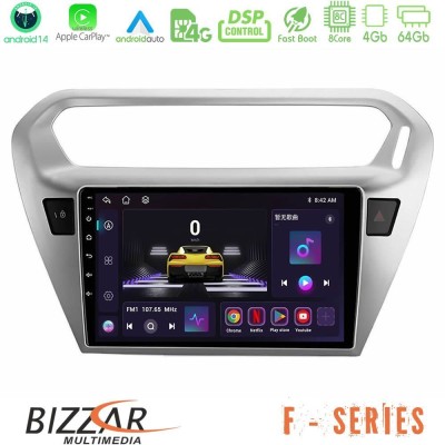 Bizzar F Series 8Core Android14 4+64GB Citroën C-Elysée / Peugeot 301 Navigation Multimedia Tablet 9" Με Carplay & Android Auto