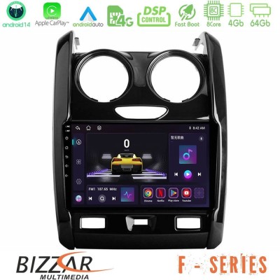Bizzar F Series 8Core Android14 4+64GB Dacia Duster 2014-2018 Navigation Multimedia Tablet 9" Με Carplay & Android Auto