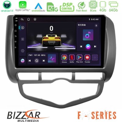 Bizzar F Series 8Core Android14 4+64GB Honda Jazz 2002-2008 (Auto A/C) Navigation Multimedia Tablet 9" Με Carplay & Android Auto