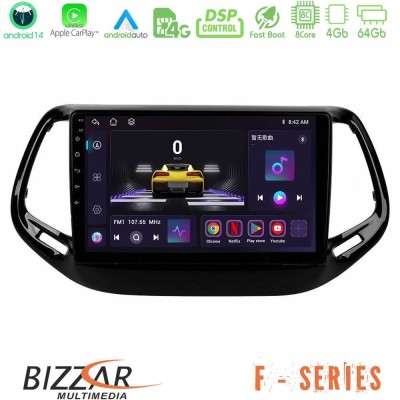 Bizzar F Series 8Core Android14 4+64GB Jeep Compass 2017 Navigation Multimedia Tablet 10" Με Carplay & Android Auto
