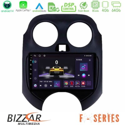 Bizzar F Series 8Core Android14 4+64GB Nissan Micra 2011-2014 Navigation Multimedia Tablet 9" Με Carplay & Android Auto