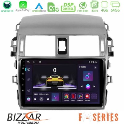 Bizzar F Series 8Core Android14 4+64GB Toyota Corolla 2008-2010 Navigation Multimedia Tablet 9" Με Carplay & Android Auto