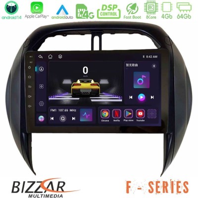 Bizzar F Series 8Core Android14 4+64GB Toyota RAV4 2001-2005 (Auto A/C) Navigation Multimedia Tablet 9" Με Carplay & Android Aut