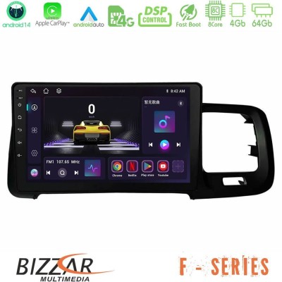 Bizzar F Series 8Core Android14 4+64GB Volvo S60 2010-2018 Navigation Multimedia Tablet 9" Με Carplay & Android Auto