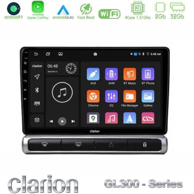 Clarion GL300 Series 4Core Android11 2+32GB Citroen C3 2016- Navigation Multimedia Tablet 9" Με Carplay & Android Auto