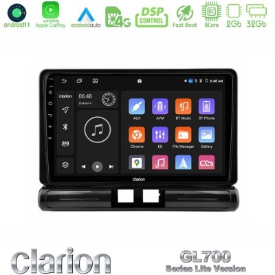 Clarion GL700 Lite Series 8Core Android11 2+32GB Citroen C3 2016- Navigation Multimedia Tablet 9" Με Carplay & Android Auto