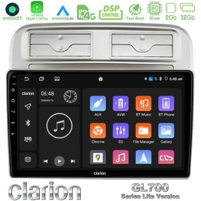 Clarion GL700 Lite Series 8Core Android11 2+32GB Fiat Grande Punto 2006-2011 Navigation Multimedia Tablet 9" Με Carplay & Androi