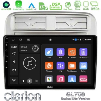 Clarion GL700 Lite Series 8Core Android11 6+128GB Fiat Grande Punto 2006-2011 Navigation Multimedia Tablet 9" Με Carplay & Andro