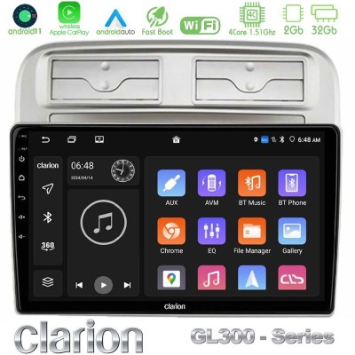 Clarion GL300 Series 4Core Android11 2+32GB Fiat Grande Punto 2006-2011 Navigation Multimedia Tablet 9" Με Carplay & Android Aut Clarion GL300 Series 4Core Android11 2+32GB Fiat Grande Punto 2006-2011 Navigation Multimedia Tablet 9" Με Carplay & Android Aut