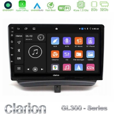 Clarion GL300 Series 4Core Android11 2+32GB Ford Courier 2015-2023 Navigation Multimedia Tablet 9" Με Carplay & Android Auto