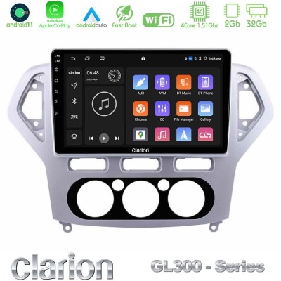 Clarion GL300 Series 4Core Android11 2+32GB Ford Mondeo 2007-2010 Manual A/C Navigation Multimedia Tablet 10" Με Carplay & Andro