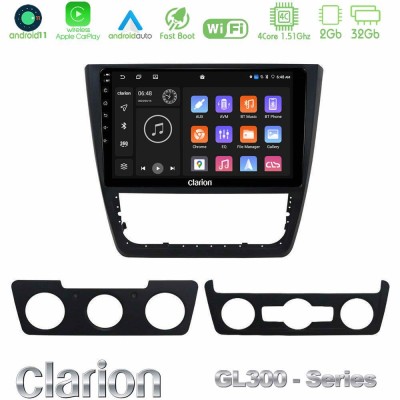 Clarion GL300 Series 4Core Android11 2+32GB Skoda Yeti 2009- Navigation Multimedia Tablet 10" Με Carplay & Android Auto