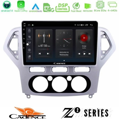 Cadence Z2 Series 8Core Android14 4+64GB Ford Mondeo 2007-2010 Manual A/C Navigation Multimedia Tablet 10" Με Carplay & Android 