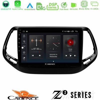 Cadence Z2 Series 8Core Android14 4+64GB Jeep Compass 2017 Navigation Multimedia Tablet 10" Με Carplay & Android Auto