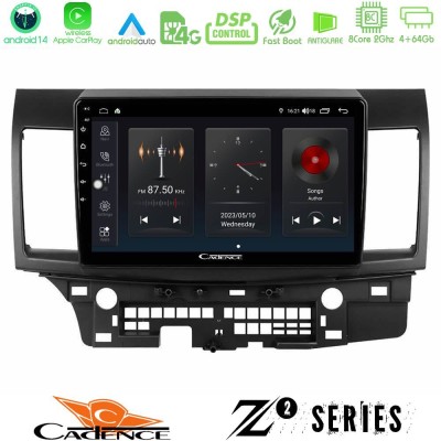 Cadence Z2 Series 8Core Android14 4+64GB Mitsubishi Lancer 2008 – 2015 Navigation Multimedia Tablet 10" Με Carplay & Android Aut