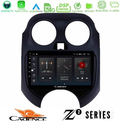 Cadence Z2 Series 8Core Android14 4+64GB Nissan Micra 2011-2014 Navigation Multimedia Tablet 9" Με Carplay & Android Auto