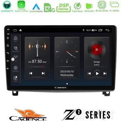 Cadence Z2 Series 8Core Android14 4+64GB Peugeot 407 Navigation Multimedia Tablet 9" Με Carplay & Android Auto