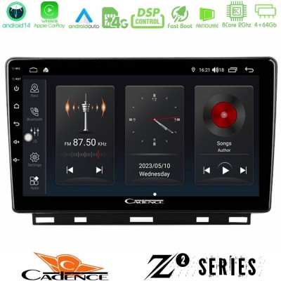 Cadence Z2 Series 8Core Android14 4+64GB Renault Clio 5 2020-2025 Navigation Multimedia Tablet 9" Με Carplay & Android Auto