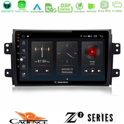 Cadence Z2 Series 8Core Android14 4+64GB Suzuki SX4 2006-2014 Fiat Sedici 2006-2014 Navigation Multimedia Tablet 9" Με Carplay &