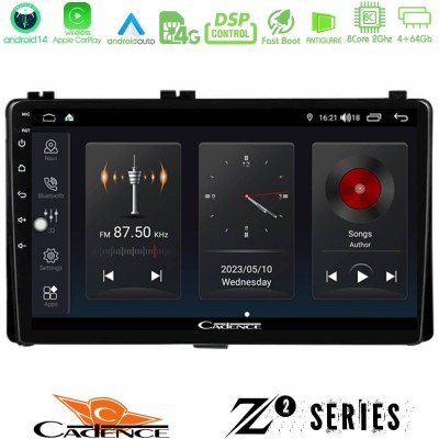 Cadence Z2 Series 8Core Android14 4+64GB Toyota Corolla/Auris 2017-2019 Navigat-ion Multimedia Tablet 9" Με Carplay & Android Au