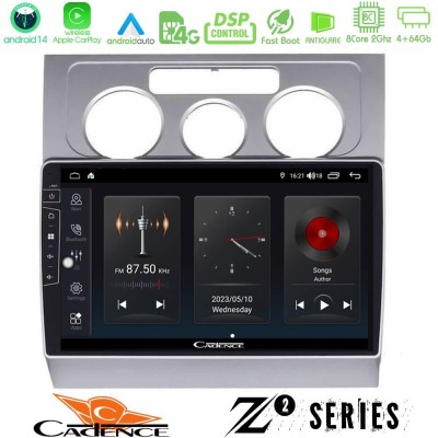 Cadence Z2 Series 8Core Android14 4+64GB VW Touran 2003-2011 Navigation Multimedia Tablet 10" Με Carplay & Android Auto
