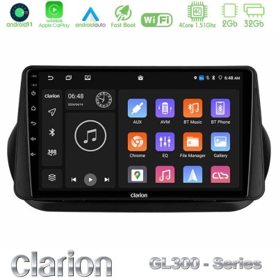 Clarion GL300 Series 4Core Android11 2+32GB Fiat Fiorino/Citroen Nemo/Peugeot Bipper Navigation Multimedia Tablet 10" Με Carplay