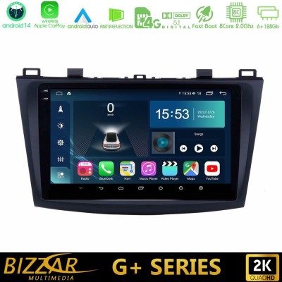 Bizzar G+ Series Mazda 3 2009-2014 8core Android14 6+128GB Navigation Multimedia Tablet 9"