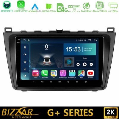 Bizzar G+ Series Mazda 6 2008-2012 8core Android14 6+128GB Navigation Multimedia Tablet 9"