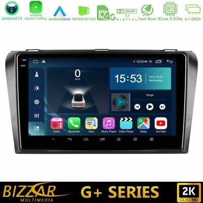 Bizzar G+ Series Mazda 3 2004-2009 8core Android14 6+128GB Navigation Multimedia Tablet 9"