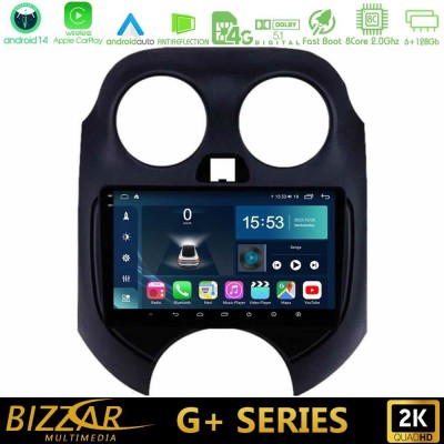 Bizzar G+ Series Nissan Micra 2011-2014 8core Android14 6+128GB Navigation Multimedia Tablet 9"