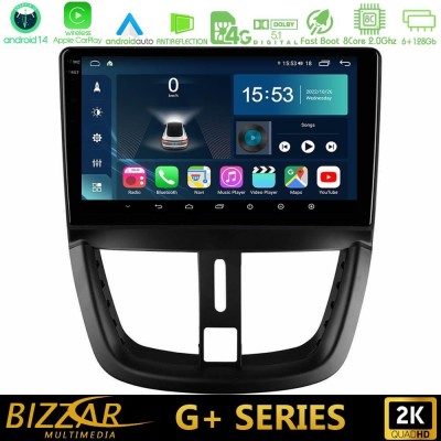 Bizzar G+ Series Peugeot 207 8core Android14 6+128GB Navigation Multimedia Tablet 9"