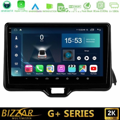 Bizzar G+ Series Toyota Yaris 2020- 8Core Android14 6+128GB Navigation Multimedia Tablet 10"