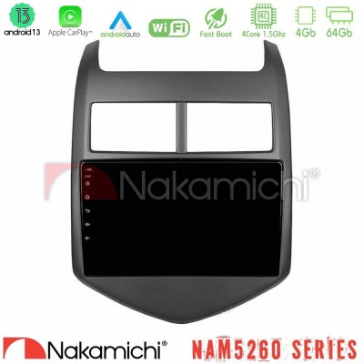 Nakamichi NAM5260 Series 4Core Android13 4+64GB Chevrolet Aveo 2011-2017 Navigation Multimedia Tablet 9" Με Carplay & Android Au