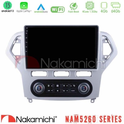 Nakamichi NAM5260 Series 4Core Android13 4+64GB Ford Mondeo 2007-2011 (Auto A/C) Navigation Multimedia Tablet 10" Με Carplay & A