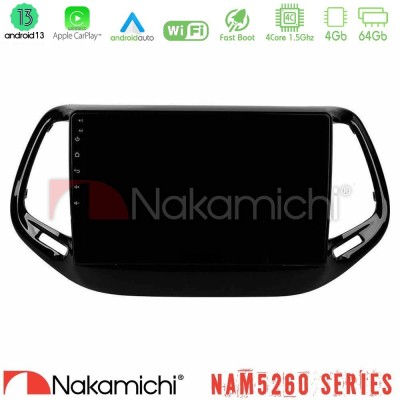 Nakamichi NAM5260 Series 4Core Android13 4+64GB Jeep Compass 2017 Navigation Multimedia Tablet 10" Με Carplay & Android Auto