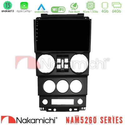 Nakamichi NAM5260 Series 4Core Android13 4+64GB Jeep Wrangler 2008-2010 Navigation Multimedia Tablet 9" Με Carplay & Android Aut