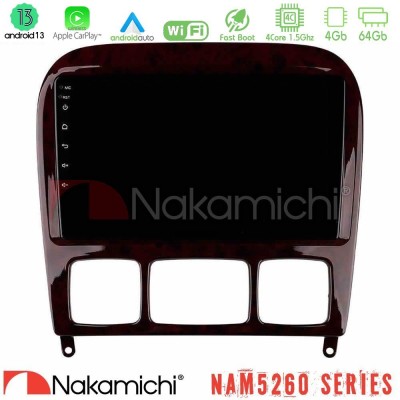 Nakamichi NAM5260 Series 4Core Android13 4+64GB Mercedes S Class 1999-2004 (W220) Navigation Multimedia Tablet 9" Με Carplay & A