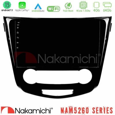Nakamichi NAM5260 Series 4Core Android13 4+64GB Nissan Qashqai J11 (Manual A/C) Navigation Multimedia Tablet 10" Με Carplay & An