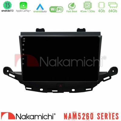 Nakamichi NAM5260 Series 4Core Android13 4+64GB Opel Astra K 2015-2019 Navigation Multimedia Tablet 9" Με Carplay & Android Auto
