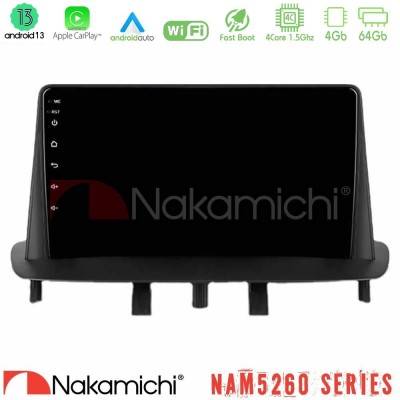 Nakamichi NAM5260 Series 4Core Android13 4+64GB Renault Megane 3 2009-2015 Navigation Multimedia Tablet 9" Με Carplay & Android 