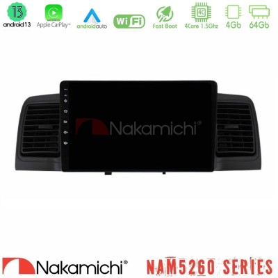 Nakamichi NAM5260 Series 4Core Android13 4+64GB Toyota Corolla 2002-2006 Navigation Multimedia Tablet 9" Με Carplay & Android Au