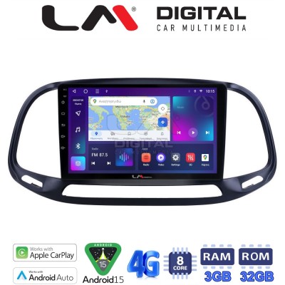 LM Digital - LM ZE8197 GPS Οθόνη OEM Multimedia Αυτοκινήτου για Fiat Doblo - Combo 2015 2018 (CarPlay/AndroidAuto/BT/GPS/WIFI/G
