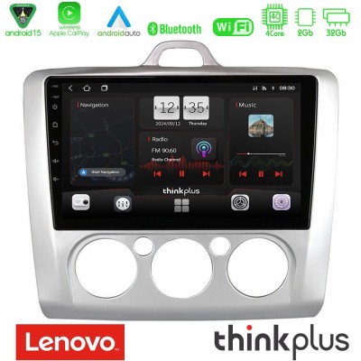 Lenovo Thinkplus Series 4Core Android15 2+32GB Ford Focus Manual AC Navigation Multimedia Tablet 9" Με Carplay & Android Auto