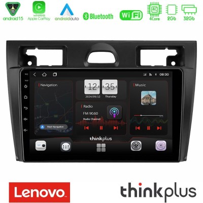 Lenovo Thinkplus Series 4Core Android15 2+32GB Ford Fiesta/Fusion Navigation Multimedia Tablet 9" Με Carplay & Android Auto