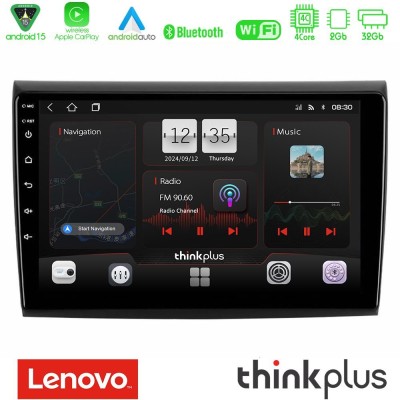 Lenovo Thinkplus Series 4Core Android15 2+32GB Fiat Bravo Navigation Multimedia Tablet 9" Με Carplay & Android Auto