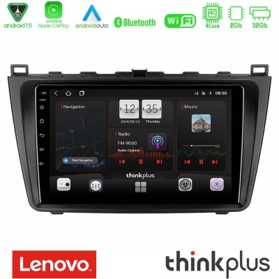 Lenovo Thinkplus Series 4Core Android15 2+32GB Mazda 6 2008-2012 Navigation Multimedia Tablet 9" Με Carplay & Android Auto